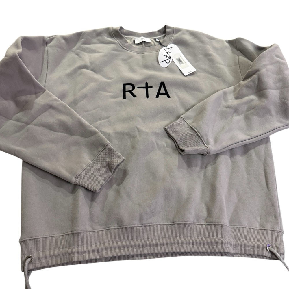 RtA Men's Crewneck Sweatshirt in Light Gray with Black Logo